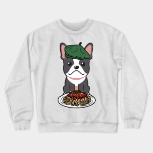 Dog eating Spaghetti - French bulldog Crewneck Sweatshirt